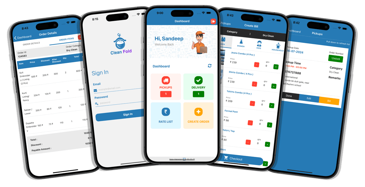 Cleanfold iOS and Android Mobile App - Project Preview - Built by Jaskaran Singh