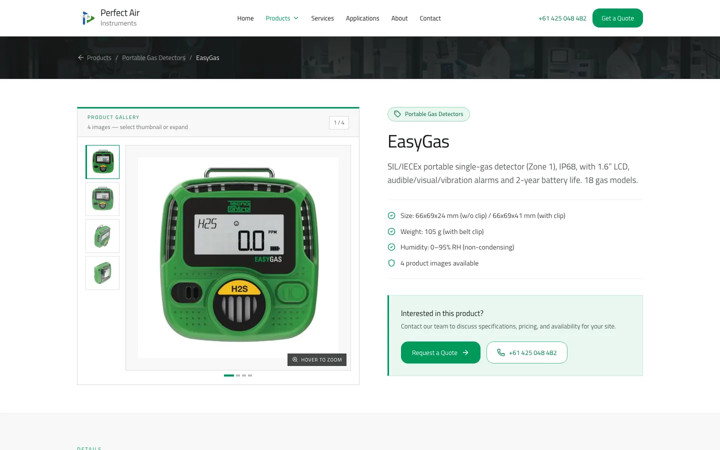 PerfectAir product detail page